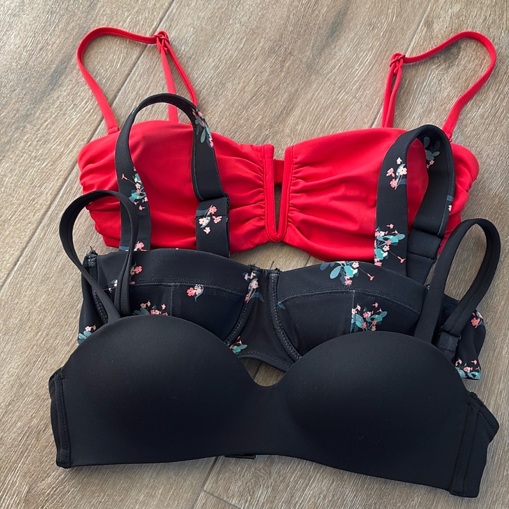 TA3 Swim Bikini Tops - Red, Black, Print. Size Small